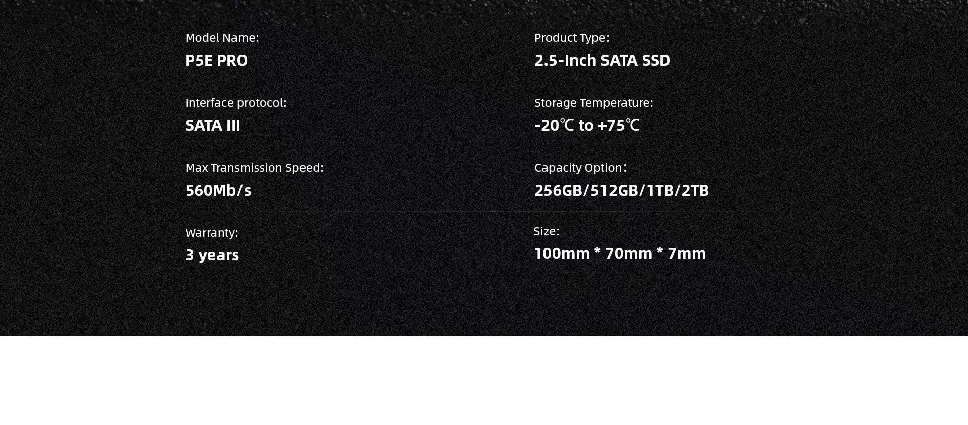 2.5 Inch P5e Pro Series SATA SSD