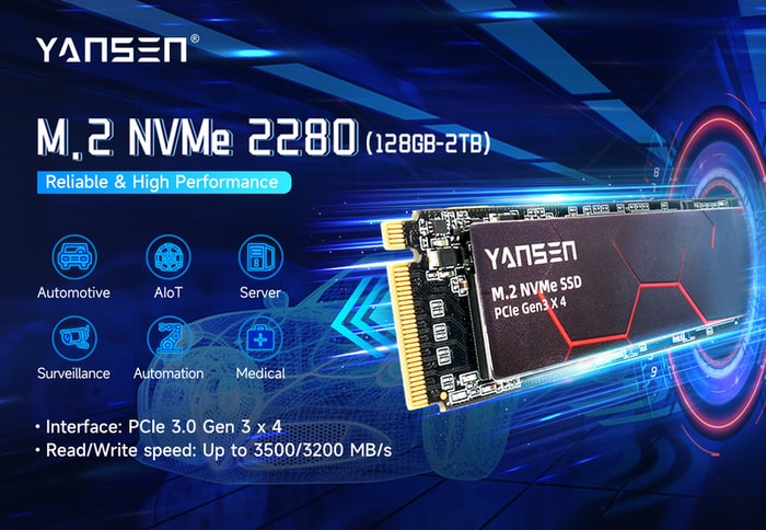 YANSEN M.2 NVMe 2280 (128GB-2TB)