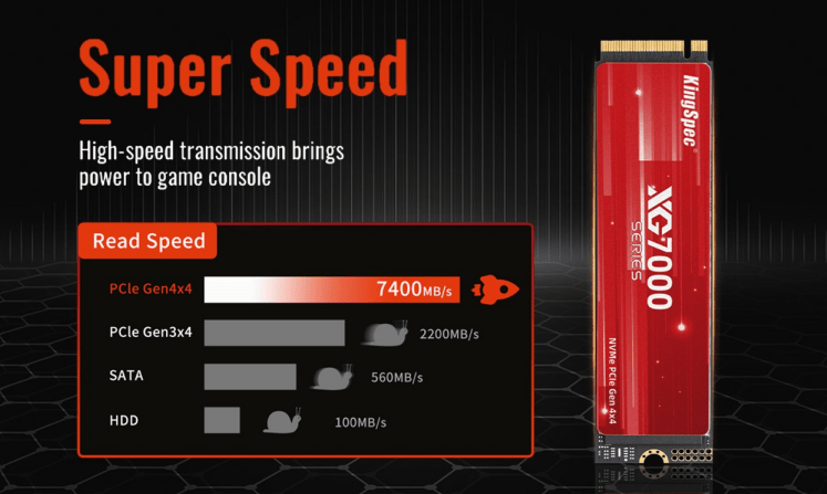 Disque SSD Interne - KINGSPEC - XG Series - 4 To - M.2 2280 NVME